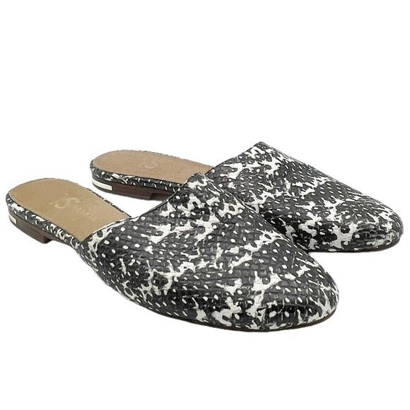 Yosi Samra Parker Mules Gray Snake Embossed Leather Open Back Flats Size 7 - Picture 7 of 16